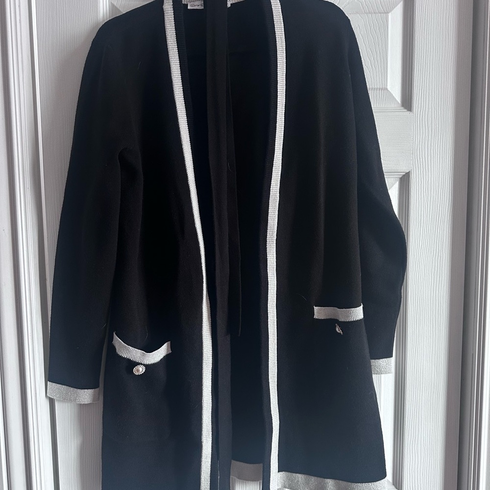 Le Chateau Black and White Knit Cardigan